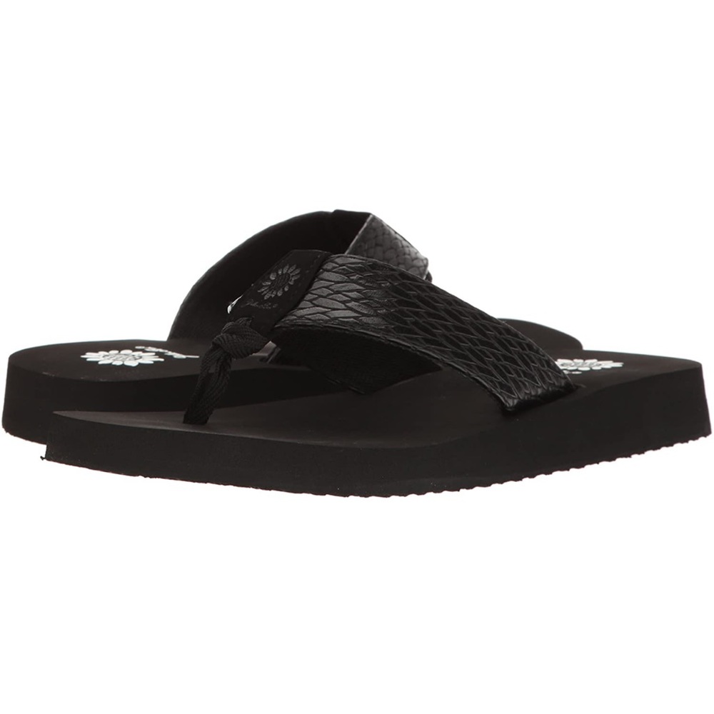 Black yellow box sandals